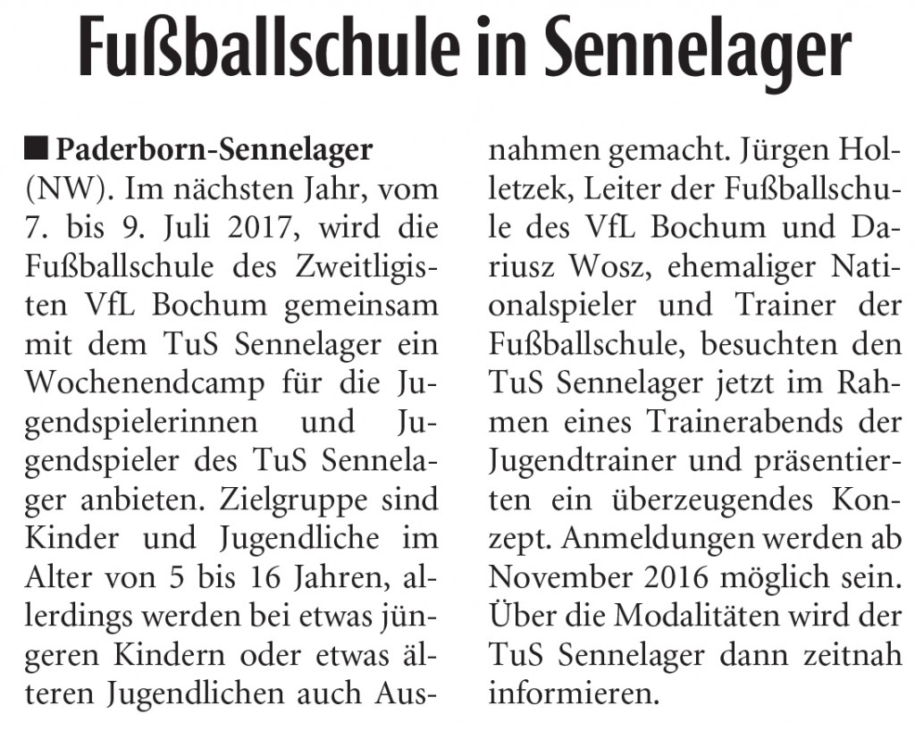 Fußballschule in Sennelager